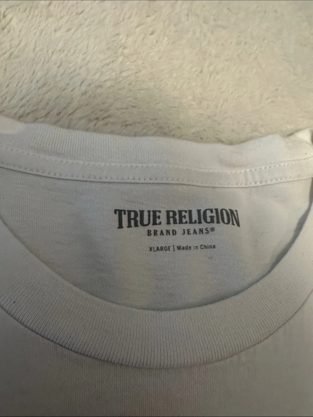 True Religion White Short-Sleeve Tee with Black Logo